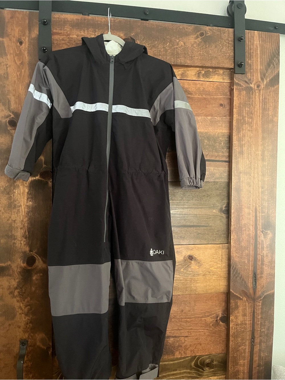 Oaki Kids Black & Gray Waterproof One-Piece Rain suit